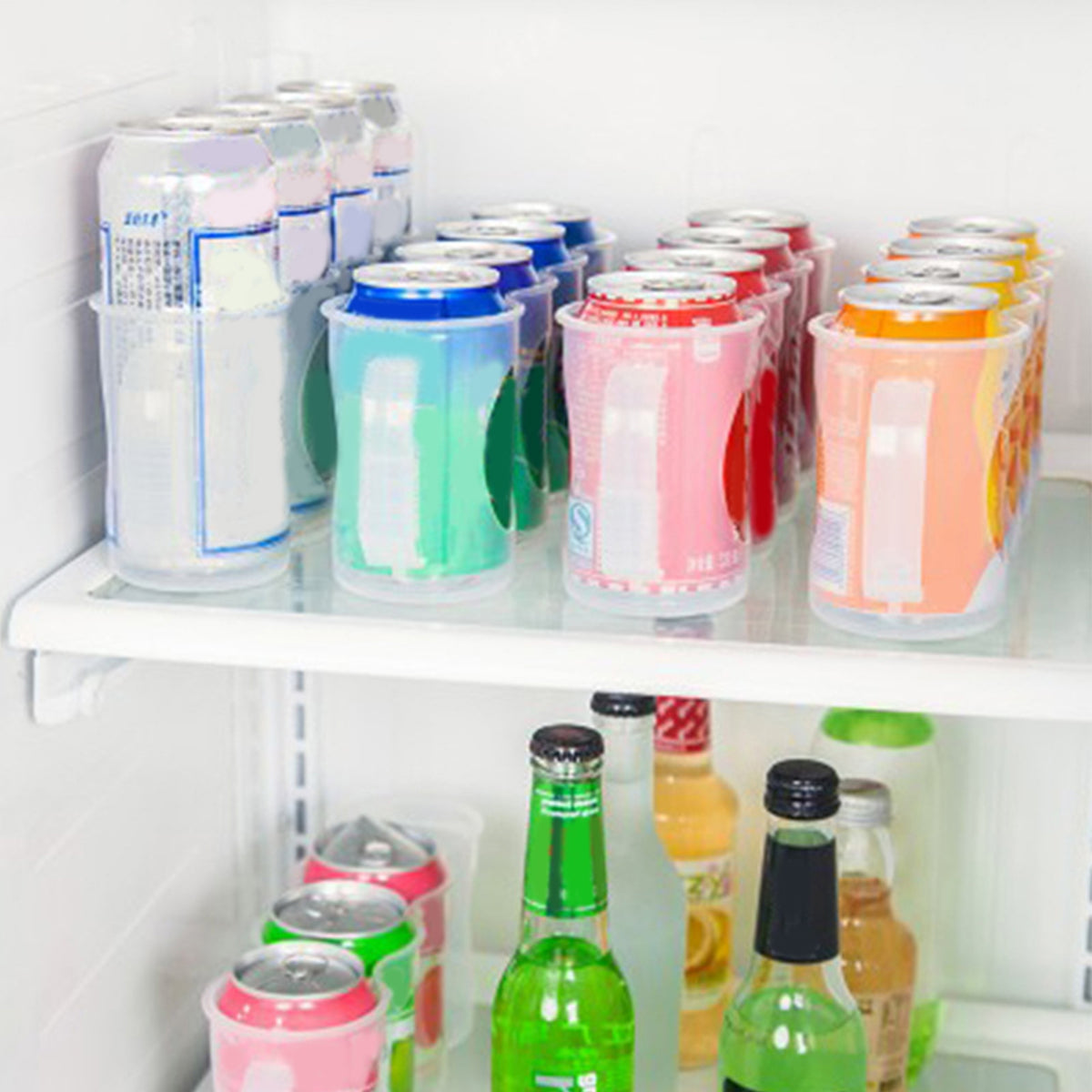 Fridge Can Organizer Rack with Handle, Holds 4 Rows of Soda or Beer Cans - Image 6