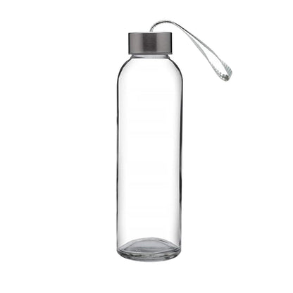 Clear Glass Water Bottle with Leak-Proof Lid, 17 oz (500 ml), for Hot and Cold Drinks
