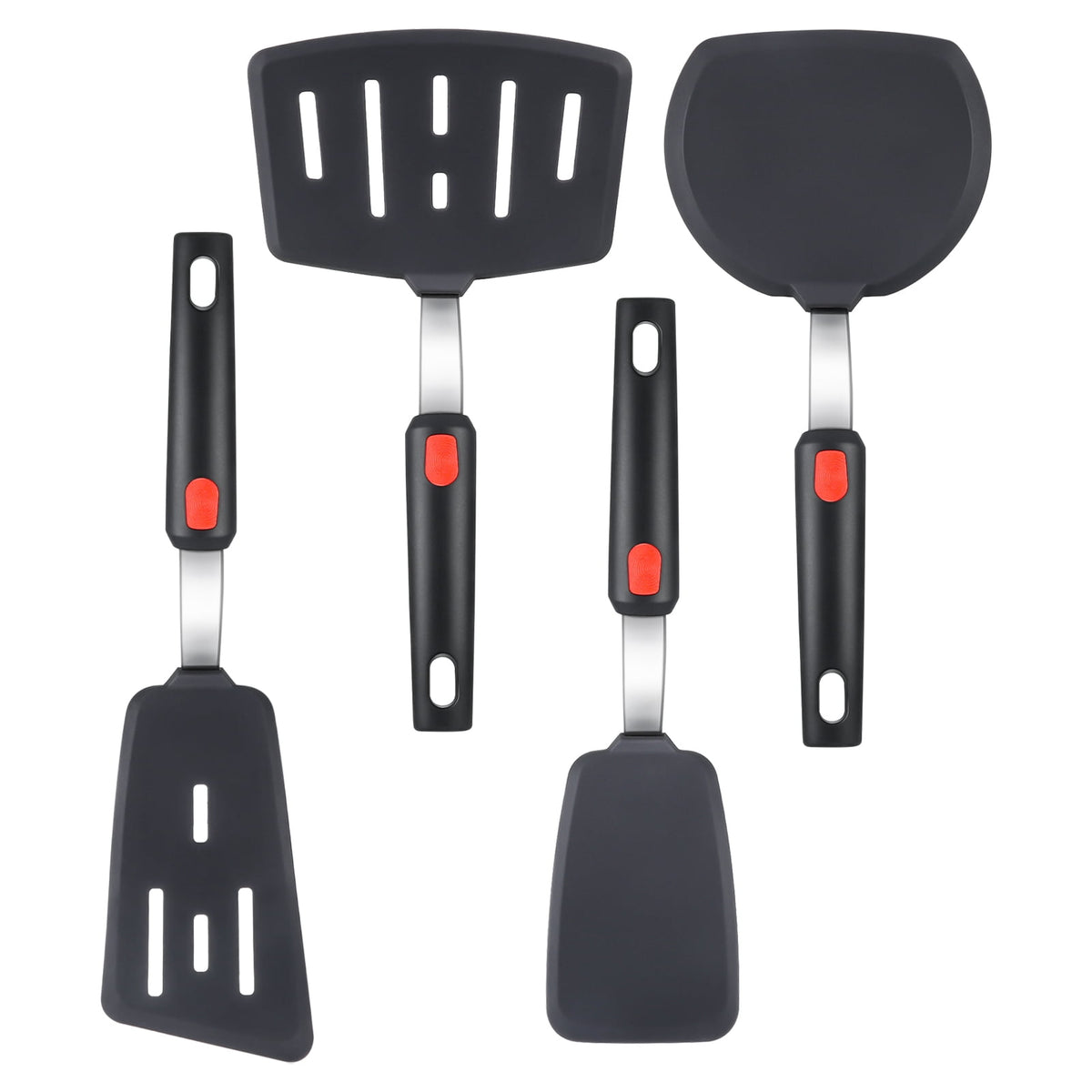 Silicone Turner Spatula Set of 4 for Nonstick Pans, Heat Resistant to 600°F - Image 6