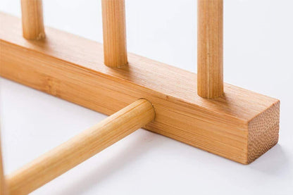 Bamboo Dish and Pot Lid Rack, 6-Slot, 11.8 Inches, Set of 4 - Image 5