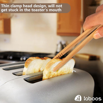 Magnetic Bamboo Toast Tongs, 8-Inch, Set of 2 - Image 3
