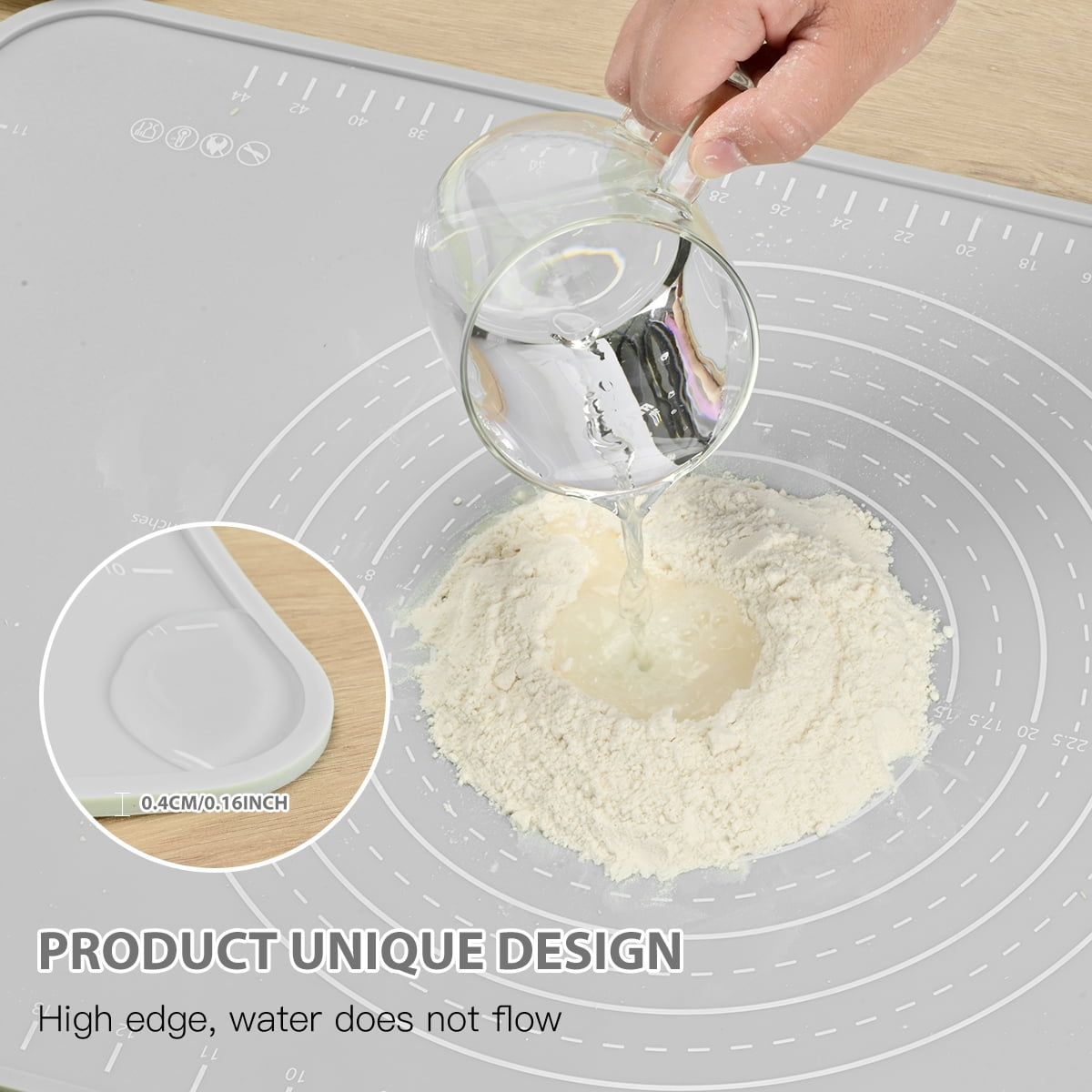 Non-Slip Silicone Pastry Mat, 20 x 16 Inches, with Measurements and Raised Edge - Image 6