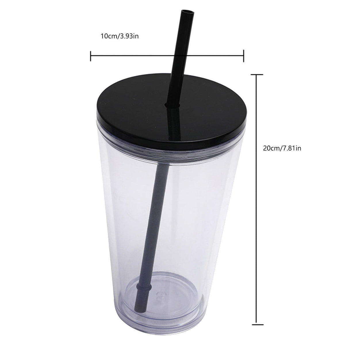 Double-Wall Insulated Plastic Tumbler with Lid and Straw, 16 oz, Clear - Image 2