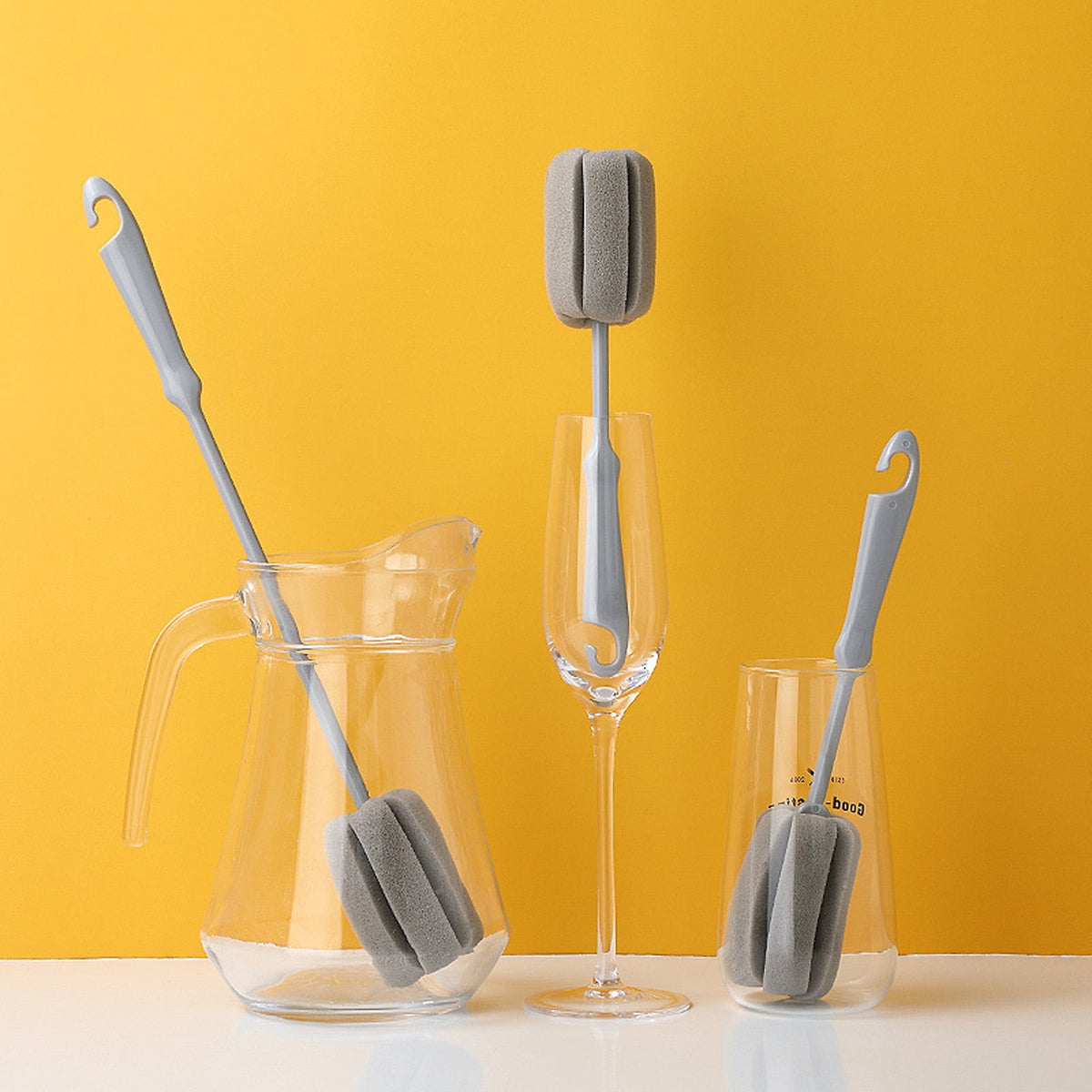 Long-Handle Sponge Bottle and Cup Brush, 9.8 Inches, for Pitchers and Glasses - Image 3