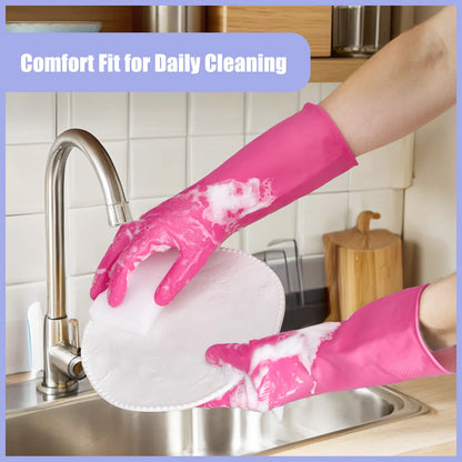Reusable Rubber Dishwashing Gloves, Colourful, 4 Pairs, Size XL - Image 3
