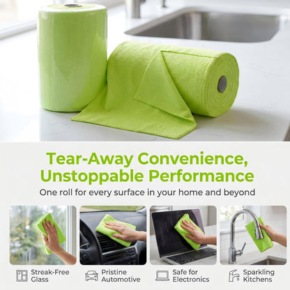 Tear-Away Microfiber Cleaning Cloth Rolls, 10 x 10 Inch Sheets, 2 Rolls, 100 Sheets - Image 2