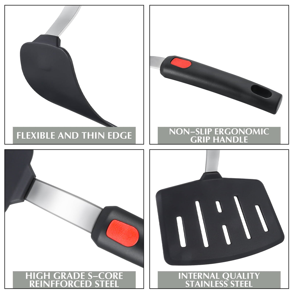 Silicone Turner Spatula Set of 4 for Nonstick Pans, Heat Resistant to 600°F - Image 2