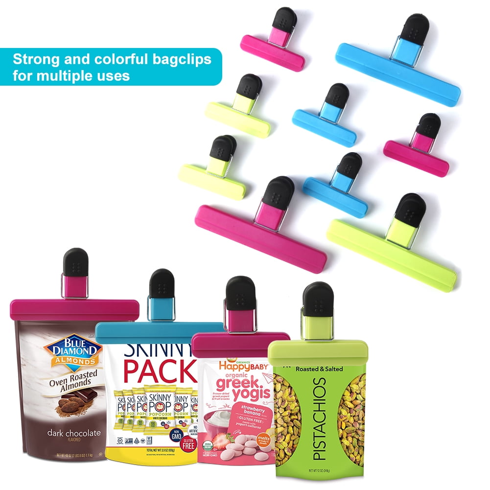 Bag Sealing Clips for Snacks and Pantry Bags, Assorted Sizes and Colours, Set of 9 - Image 2