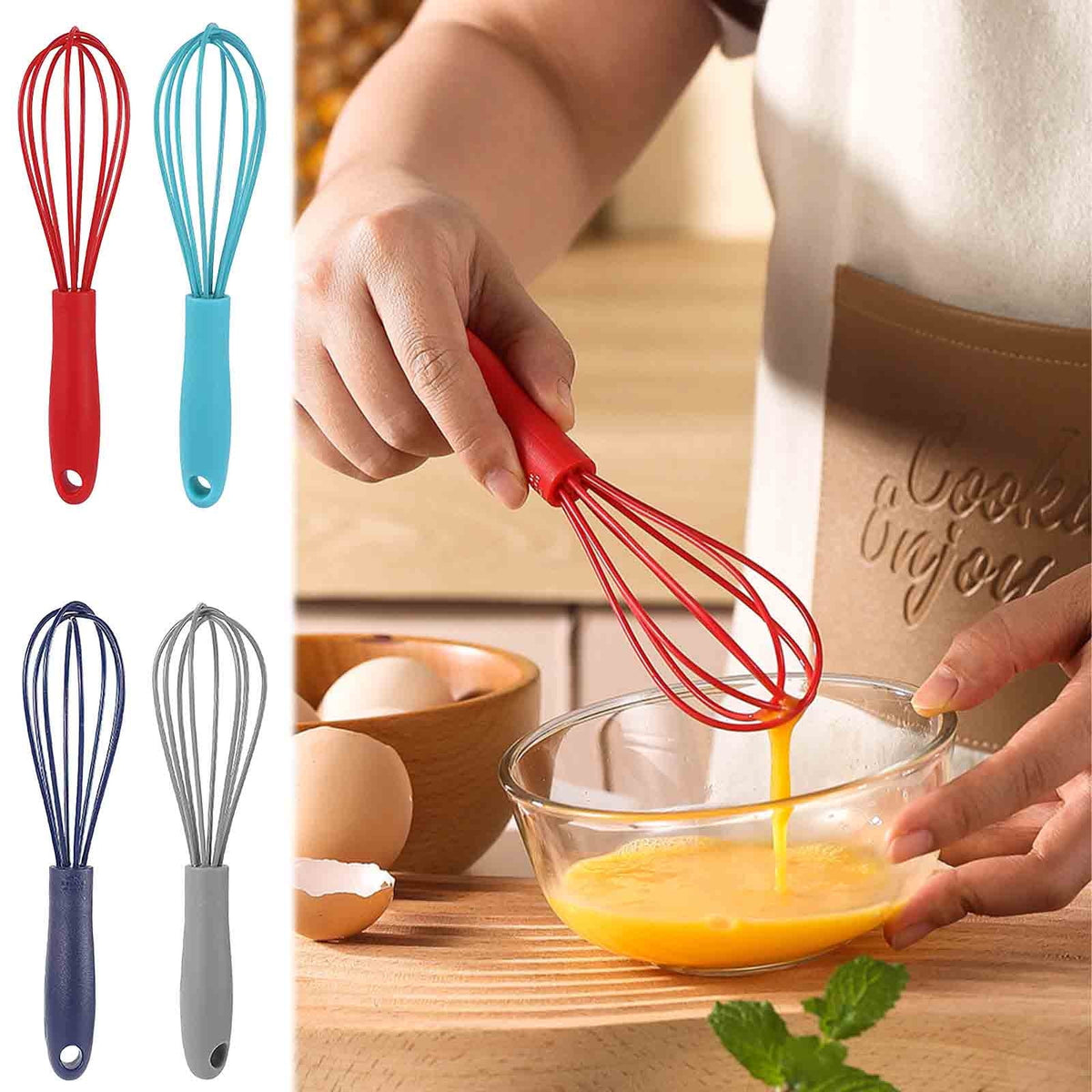 Mini Silicone Balloon Whisk, 6-Inch, for Eggs, Sauces and Frothing Milk - Image 3