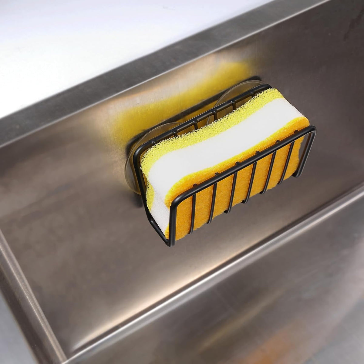 Stainless Steel Sink Sponge Holder with Suction Cups, Open Drain Design - Image 6