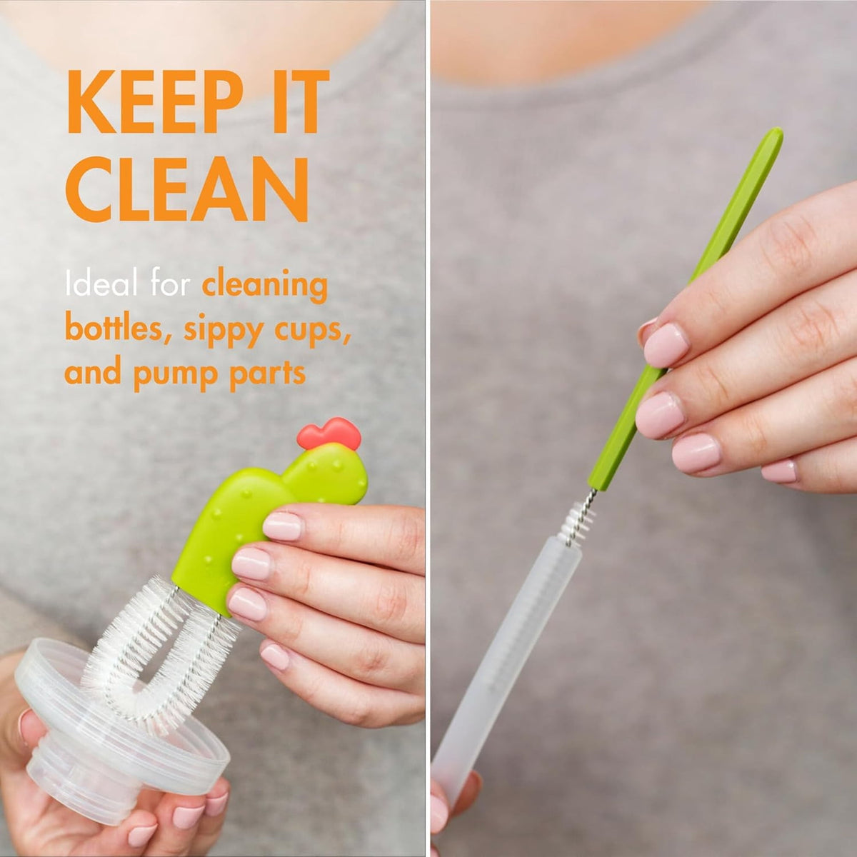 Cactus-Shaped Bottle Brush Set with Draining Stand, 4 Brushes - Image 3