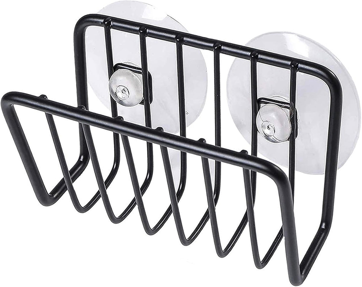 Stainless Steel Sink Sponge Holder with Suction Cups, Open Drain Design