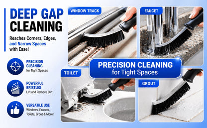Household Cleaning Brush Set of 6 with Long-Handle Scrubber and Grout Brushes - Image 2