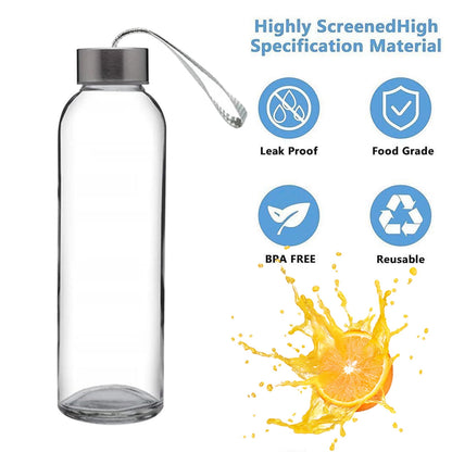 Clear Glass Water Bottle with Leak-Proof Lid, 17 oz (500 ml), for Hot and Cold Drinks - Image 6