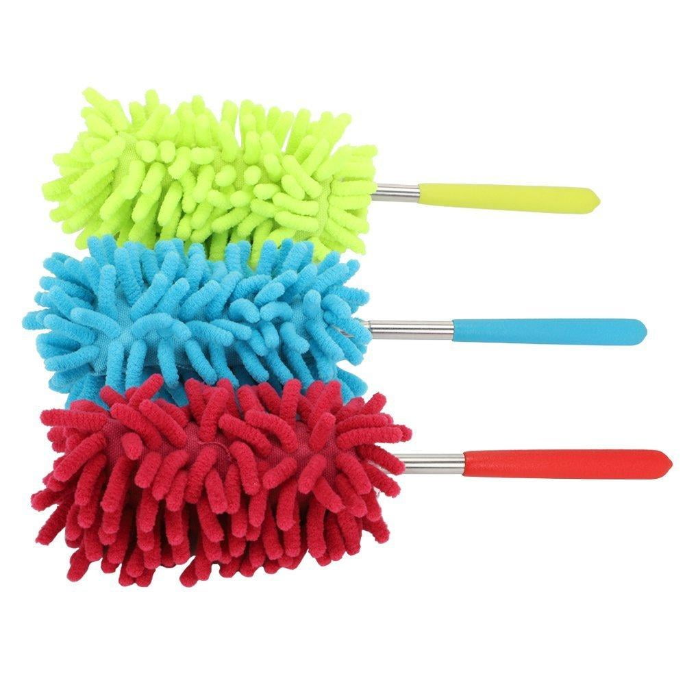 Extendable Microfiber Dusters with Telescoping Handle, Washable Heads, Set of 3 - Image 3