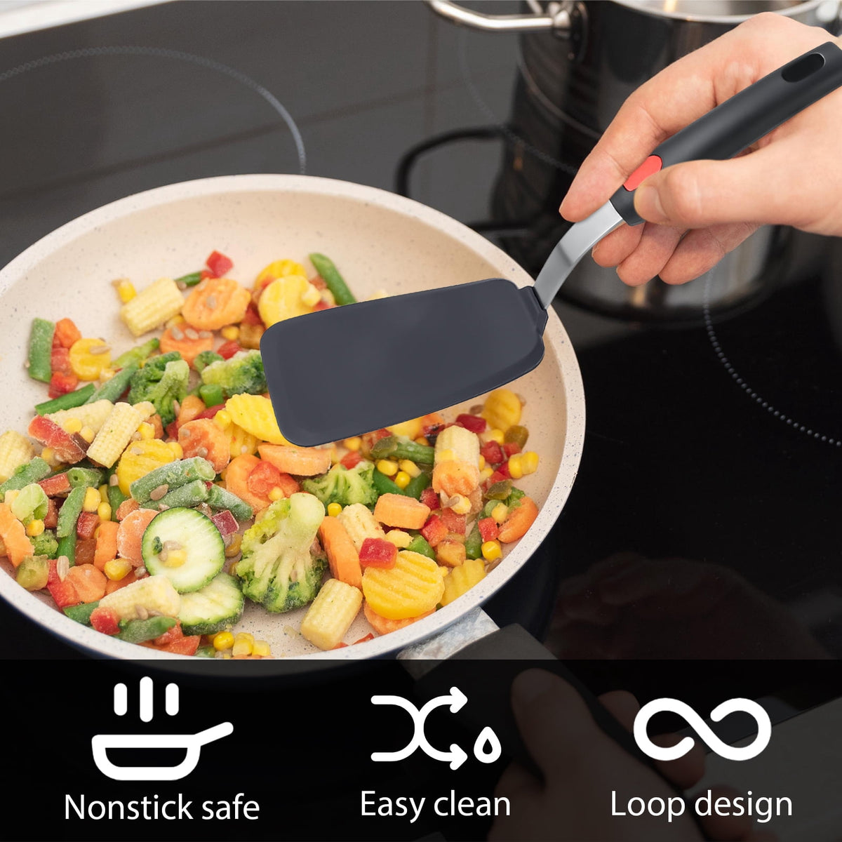 Silicone Turner Spatula Set of 4 for Nonstick Pans, Heat Resistant to 600°F - Image 3