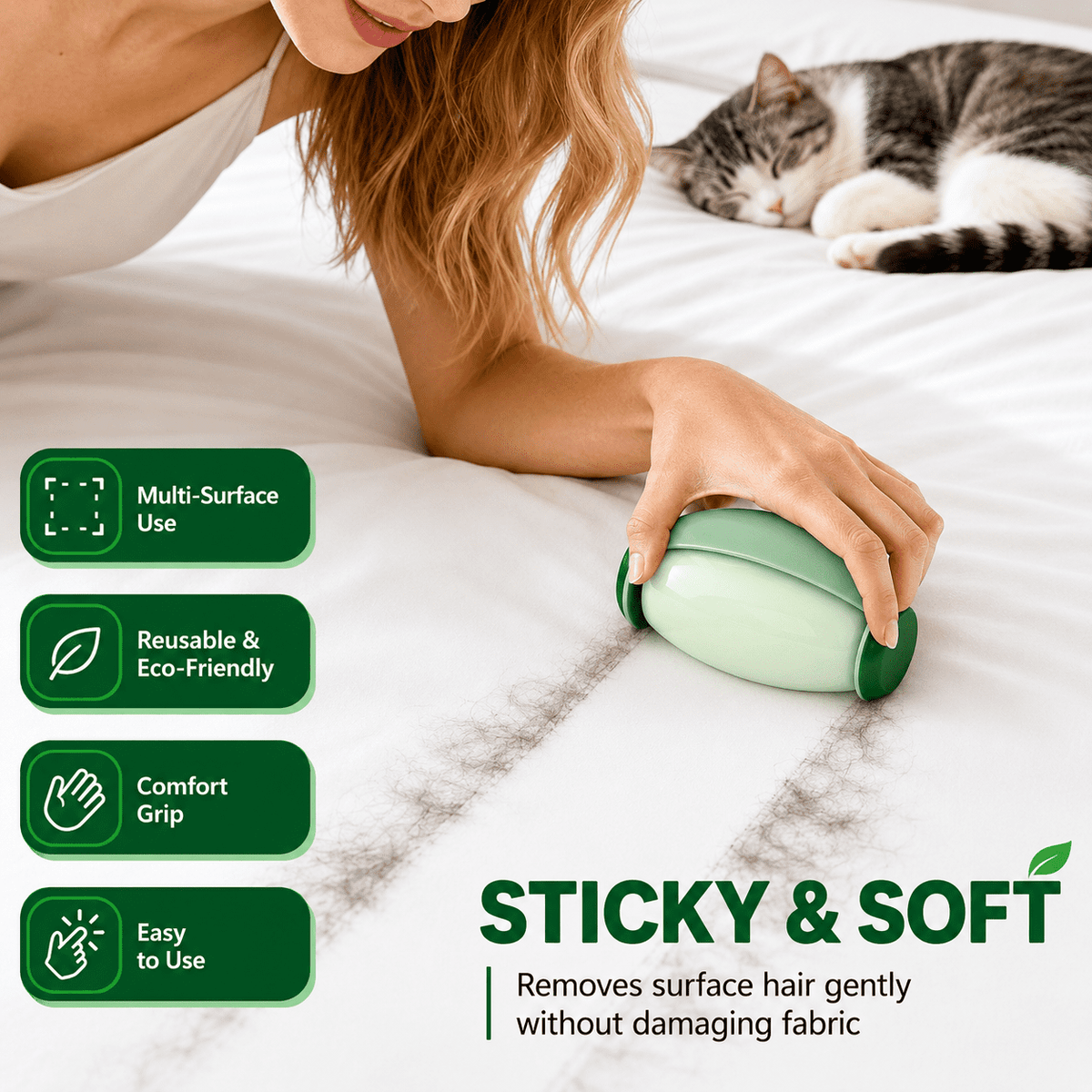 Washable Gel Lint Roller for Pet Hair, Clothes and Upholstery, Reusable - Image 4