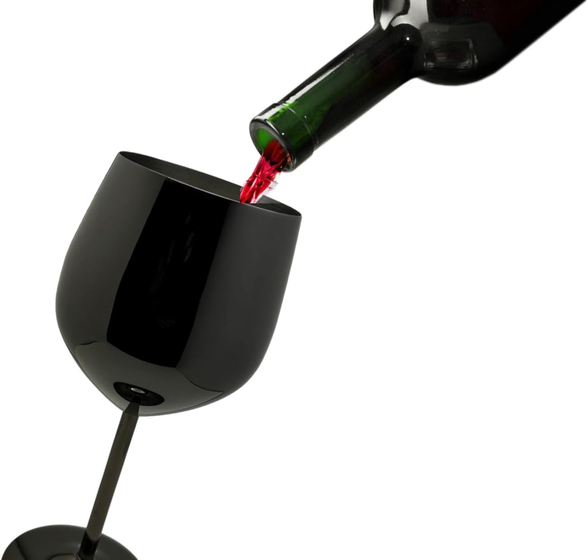 Unbreakable Stainless Steel Stemmed Wine Glasses, Black Chrome, Set of 2 - Image 5