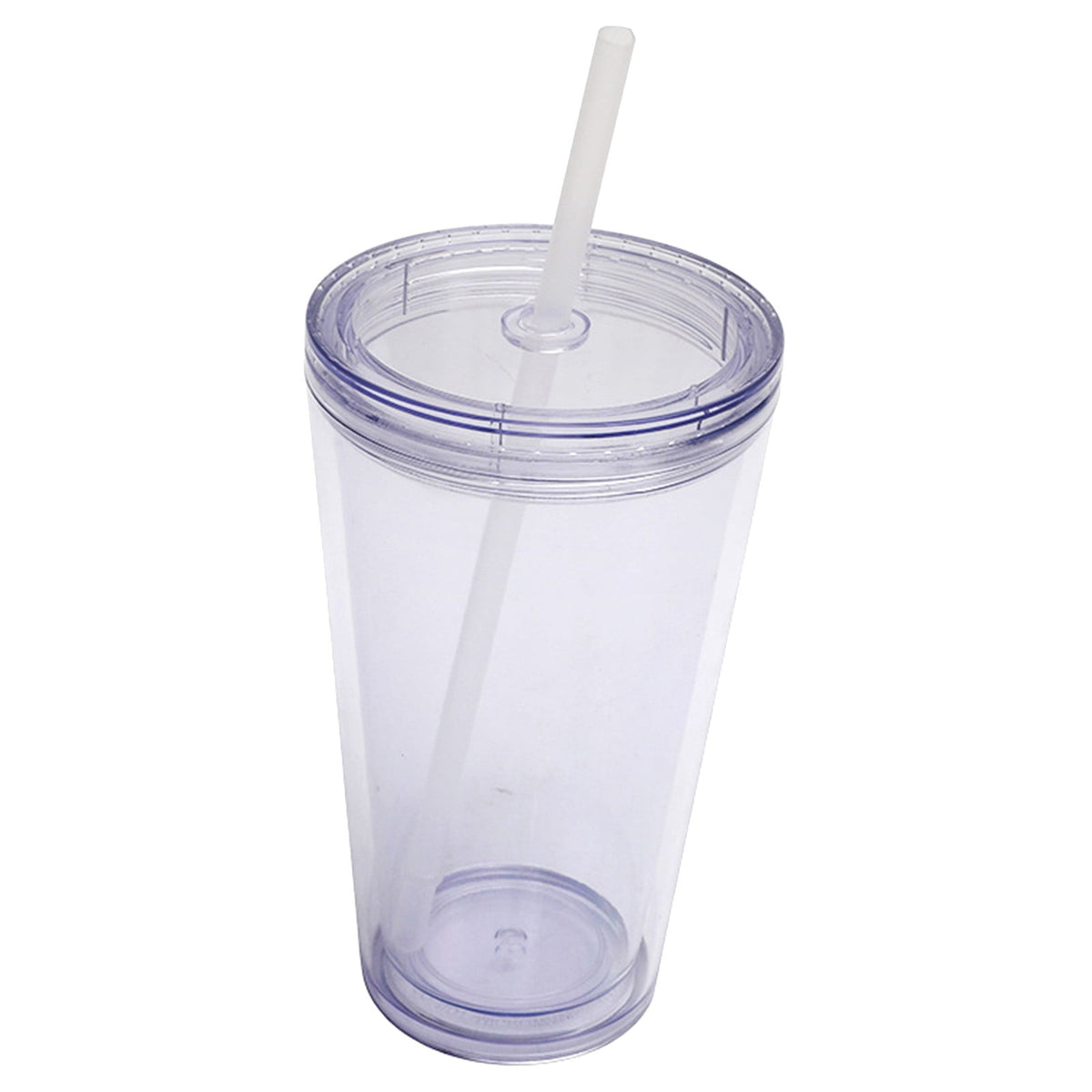 Double-Wall Insulated Plastic Tumbler with Lid and Straw, 16 oz, Clear