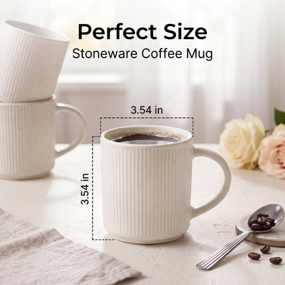 Speckled Ceramic Coffee Mug Set of 4, 12 oz, Large Handle, Microwave Safe - Image 3
